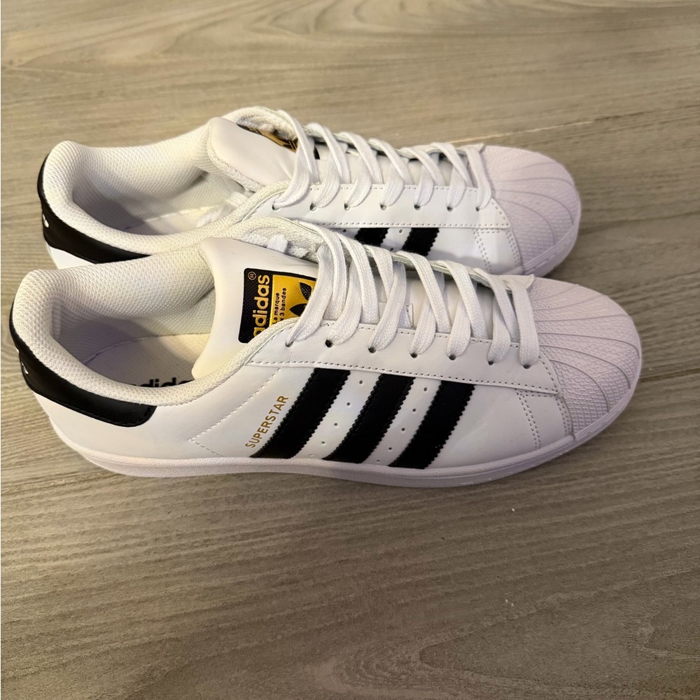 Adidas White Sneakers with Black Stripes - Picture 3 of 5